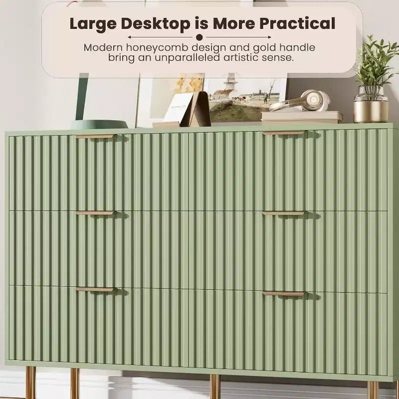 Comò scanalato a 6 cassetti, comò moderno da 120 cm e porta TV