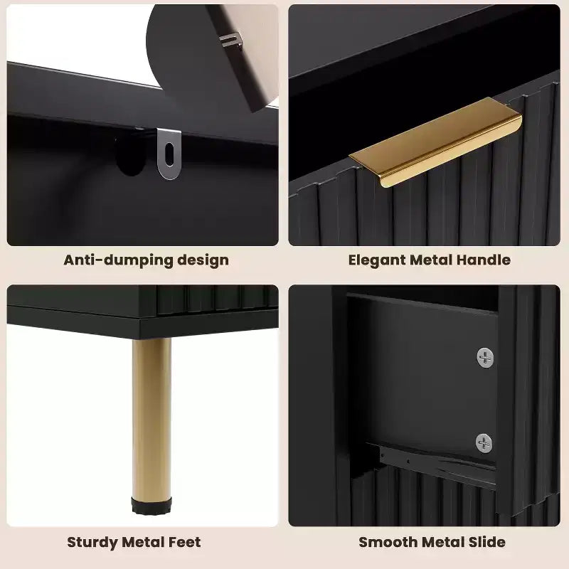 Comò scanalato a 6 cassetti, comò moderno da 120 cm e porta TV