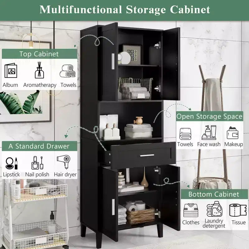 Okak Tall Freestanding Bathroom Cabinet with Doors & Drawers/Shelves,Floor Storage Cabinet Unit for Bathroom,Kitchen