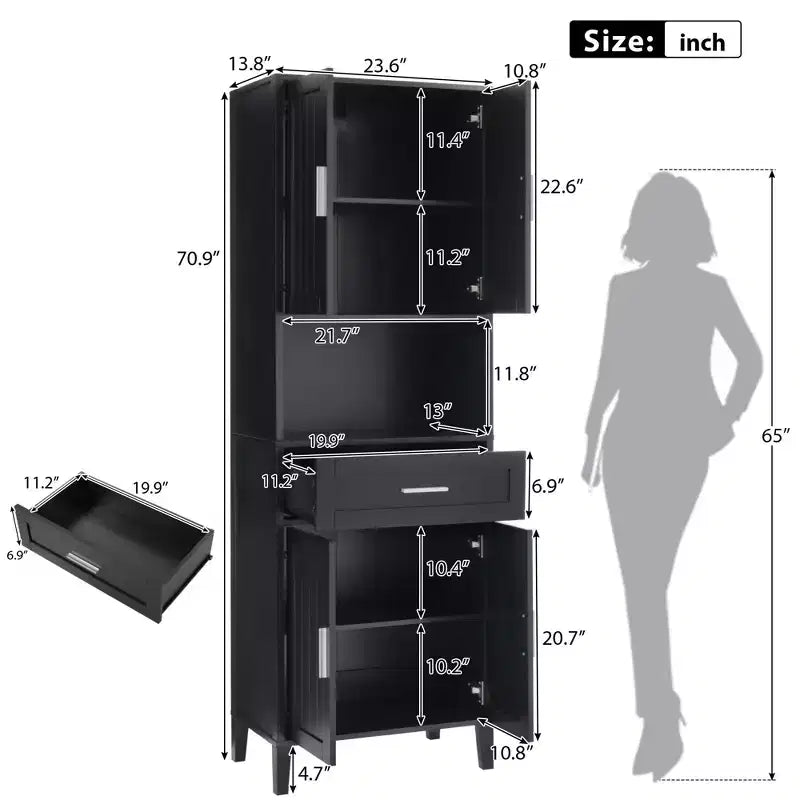 Okak Tall Freestanding Bathroom Cabinet with Doors & Drawers/Shelves,Floor Storage Cabinet Unit for Bathroom,Kitchen