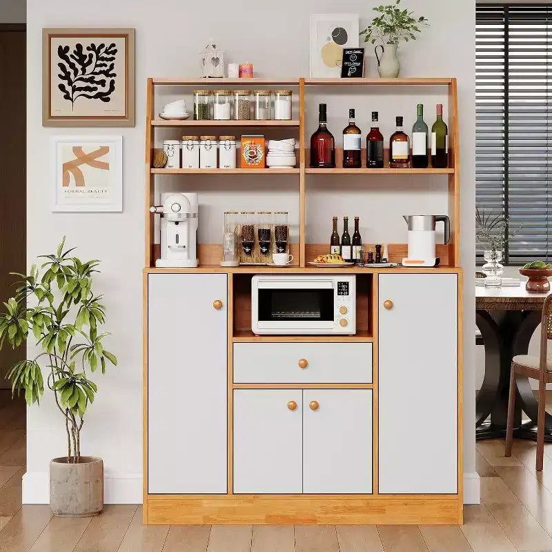 Large Pantry Cabinet - Freestanding Sideboard with Drawers, Doors & Adjustable Shelf for Kitchen Storage