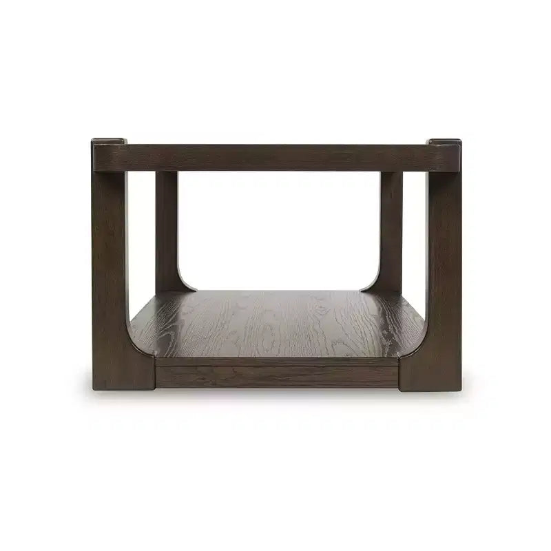 Signature Design by Ashley Breckington Coffee Table - Dark Brown Wood Finish with Rolling Casters, Lower Shelf Storage