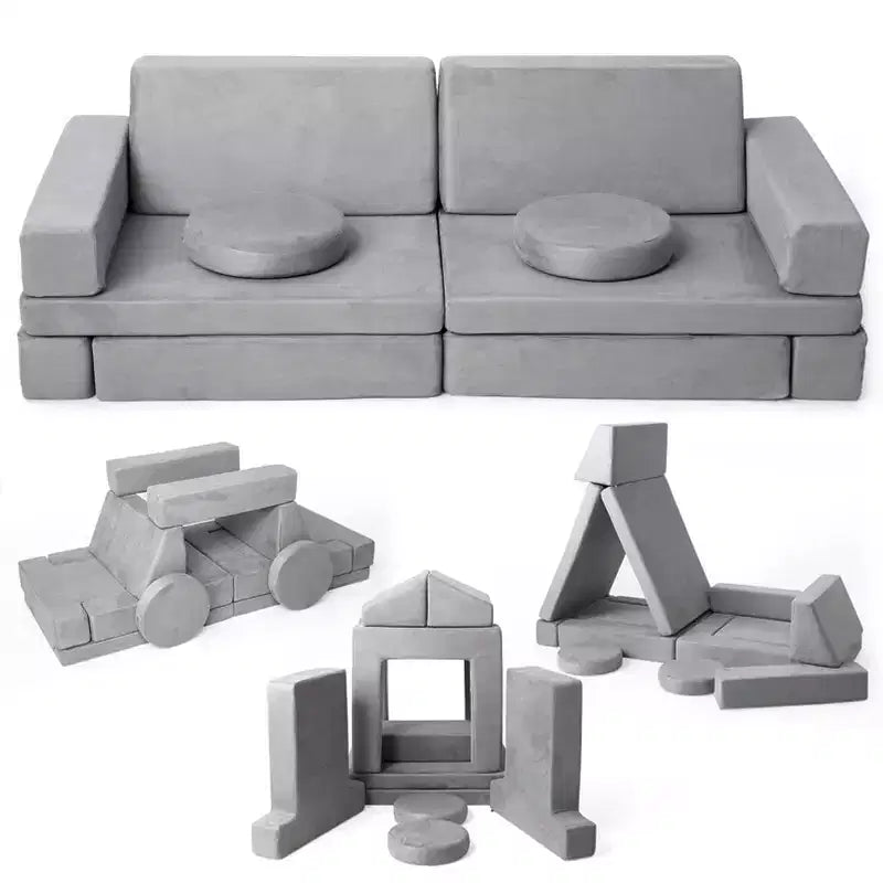 Kids Sofa Couch, Modular Baby Floor Sofa, Toddler Play Couch for Playroom Furniture, Sectional Couch for Children, Convertible Foam and Floor Cushion