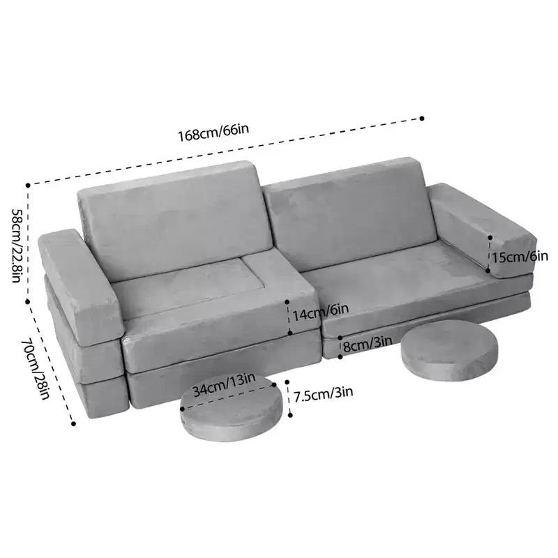 Kids Sofa Couch, Modular Baby Floor Sofa, Toddler Play Couch for Playroom Furniture, Sectional Couch for Children, Convertible Foam and Floor Cushion
