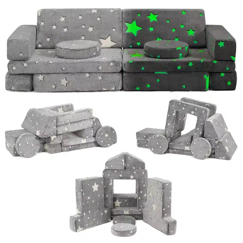 Kids Sofa Couch, Modular Baby Floor Sofa, Toddler Play Couch for Playroom Furniture, Sectional Couch for Children, Convertible Foam and Floor Cushion