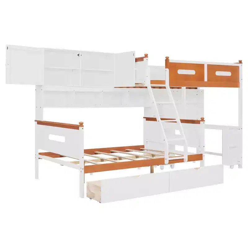 Lit superposé double sur complet Merax Ultimate avec bureau, armoire de rangement, tiroirs et étagères