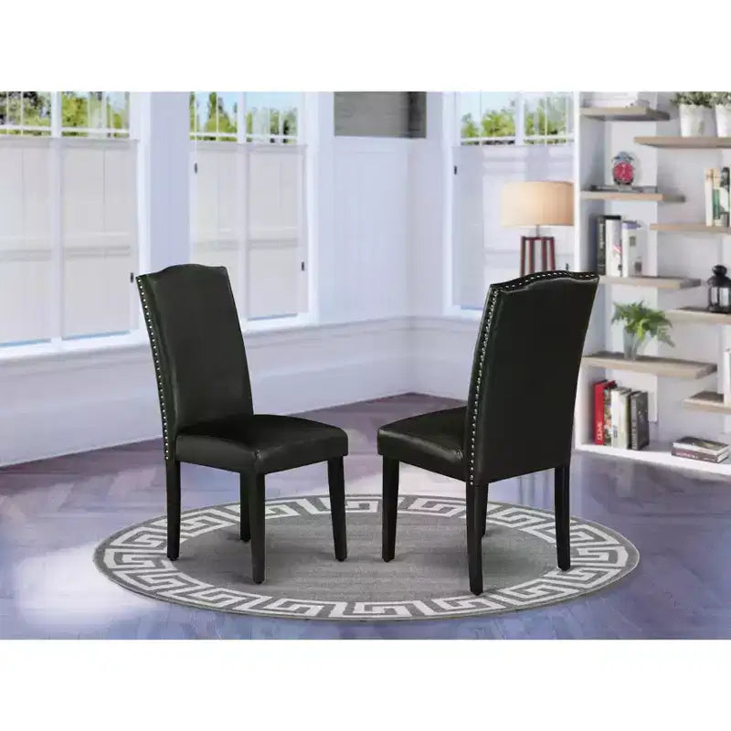 HomeStock Artisanal Attic Parson Leather Chair, Lot de 2