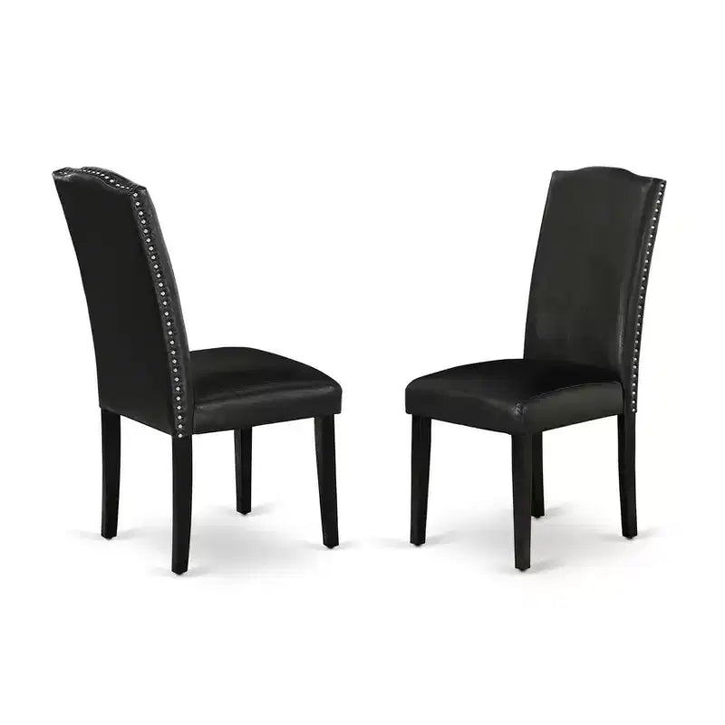 HomeStock Artisanal Attic Parson Leather Chair, Lot de 2