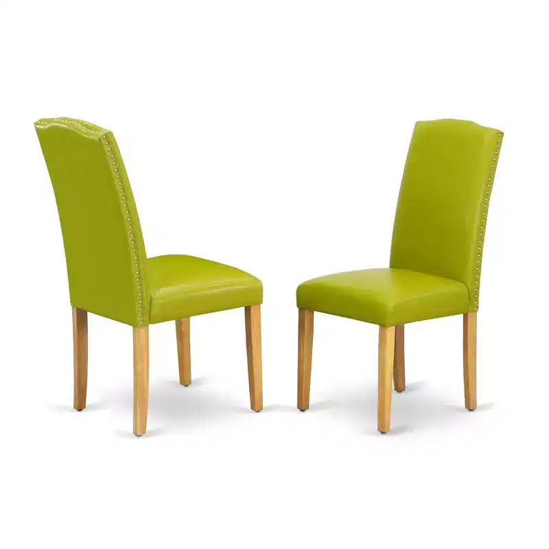 HomeStock Artisanal Attic Parson Leather Chair, Lot de 2