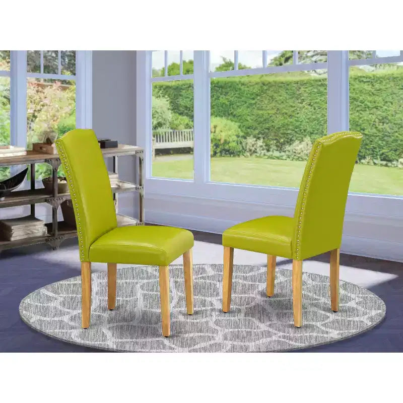 HomeStock Artisanal Attic Parson Leather Chair, Lot de 2