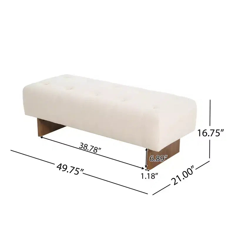 Banc capitonné en lin en bois d'hévéa moderne Korin Christopher Knight Home