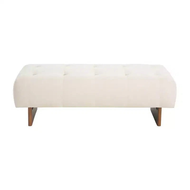 Banc capitonné en lin en bois d'hévéa moderne Korin Christopher Knight Home