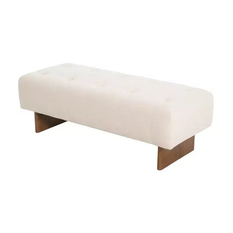 Banc capitonné en lin en bois d'hévéa moderne Korin Christopher Knight Home