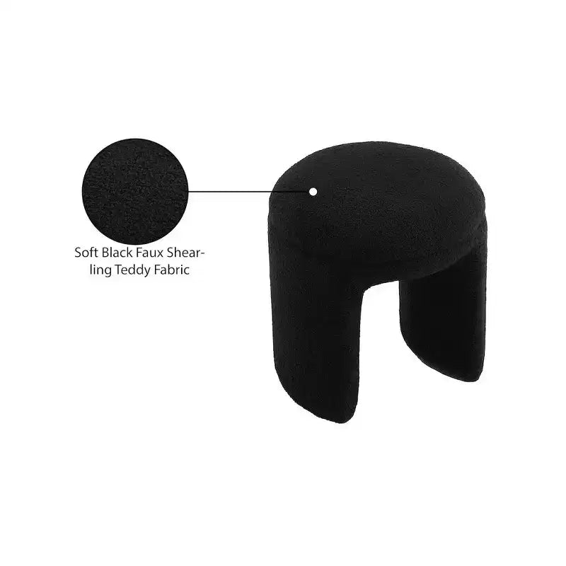 Meridian Furniture,Bowen Faux Shearling Teddy Fabric Ottoman/Stool