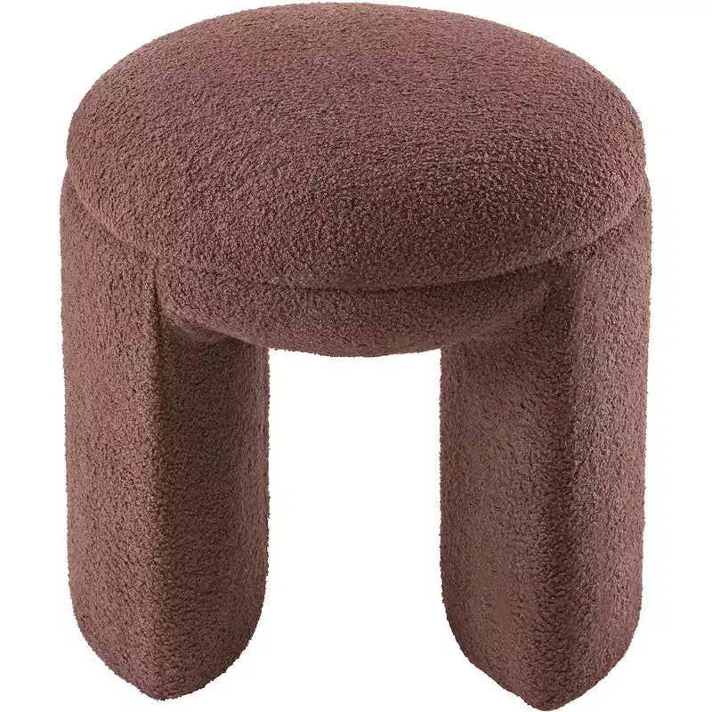 Meridian Furniture,Bowen Faux Shearling Teddy Fabric Ottoman/Stool