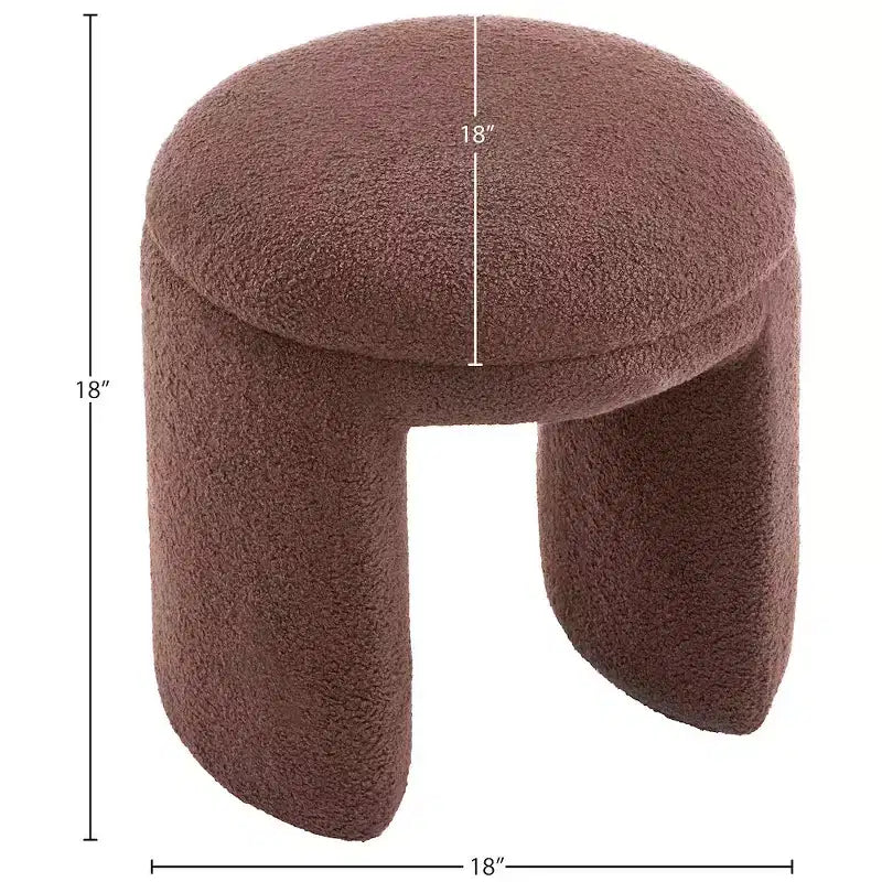Meridian Furniture,Bowen Faux Shearling Teddy Fabric Ottoman/Stool