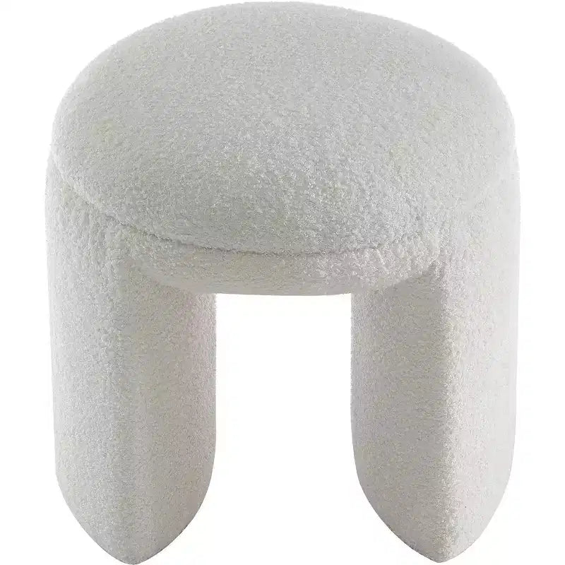 Meridian Furniture,Bowen Faux Shearling Teddy Fabric Ottoman/Stool