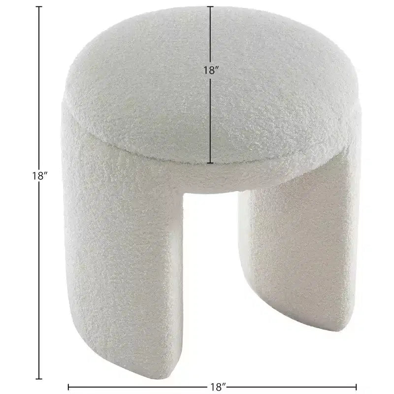 Meridian Furniture,Bowen Faux Shearling Teddy Fabric Ottoman/Stool
