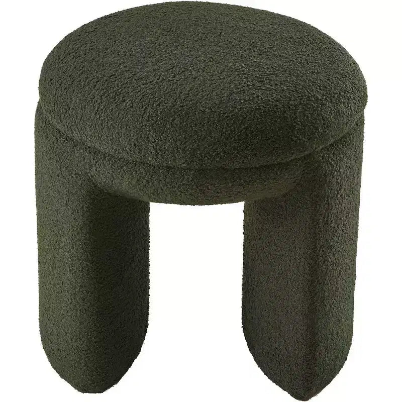 Meridian Furniture,Bowen Faux Shearling Teddy Fabric Ottoman/Stool