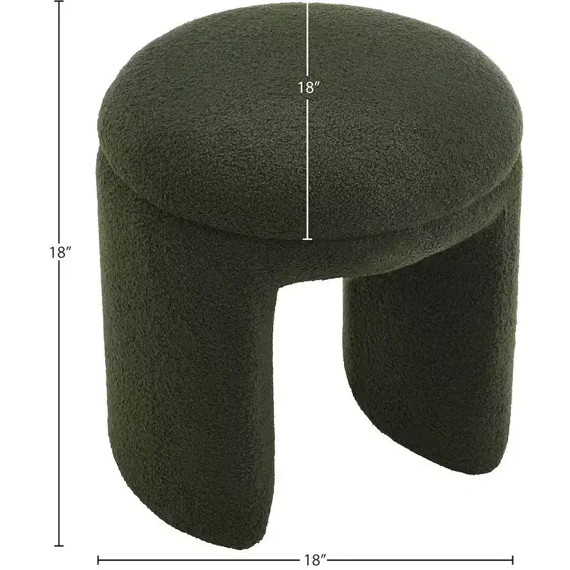 Meridian Furniture,Bowen Faux Shearling Teddy Fabric Ottoman/Stool