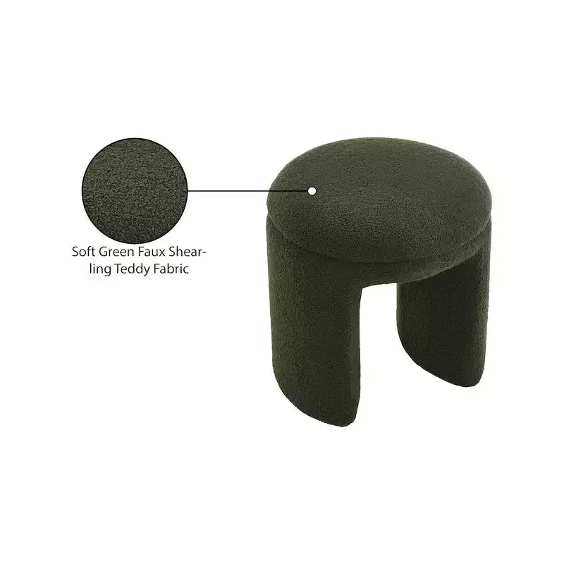 Meridian Furniture,Bowen Faux Shearling Teddy Fabric Ottoman/Stool