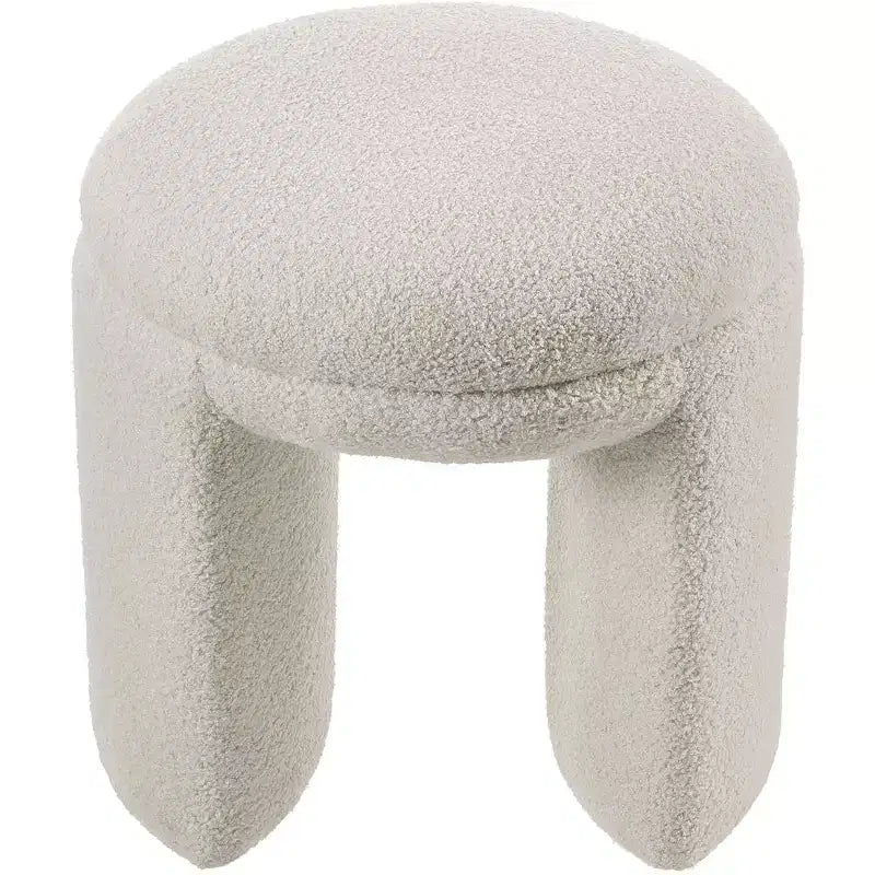 Meridian Furniture,Bowen Faux Shearling Teddy Fabric Ottoman/Stool