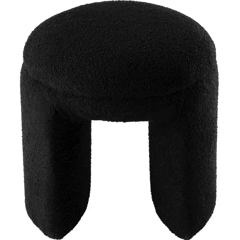 Meridian Furniture,Bowen Faux Shearling Teddy Fabric Ottoman/Stool