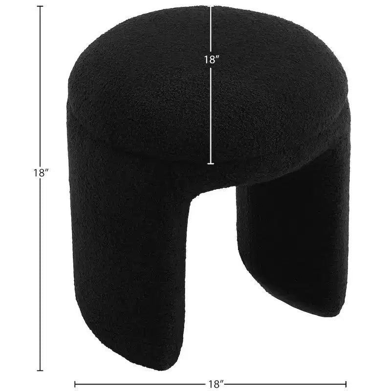 Meridian Furniture,Bowen Faux Shearling Teddy Fabric Ottoman/Stool