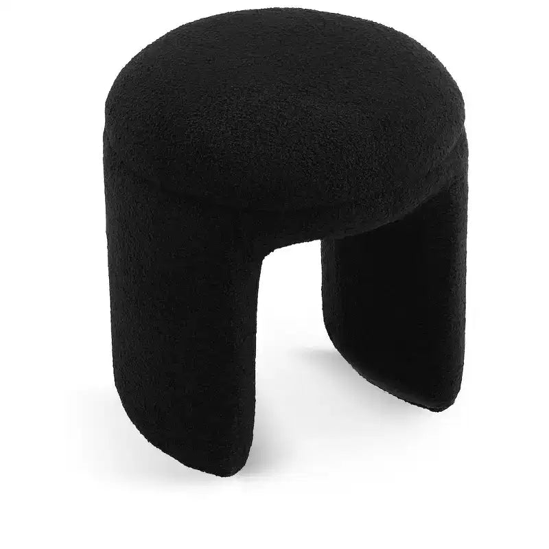 Meridian Furniture,Bowen Faux Shearling Teddy Fabric Ottoman/Stool