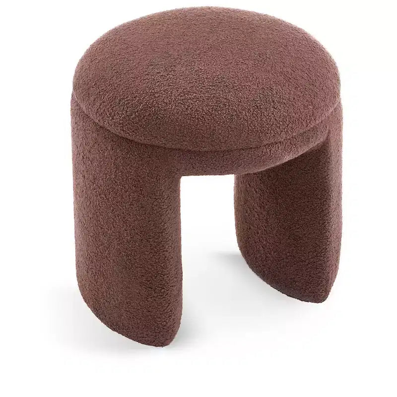 Meridian Furniture,Bowen Faux Shearling Teddy Fabric Ottoman/Stool
