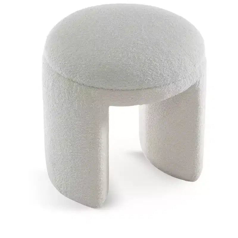 Meridian Furniture,Bowen Faux Shearling Teddy Fabric Ottoman/Stool