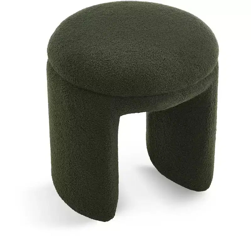 Meridian Furniture,Bowen Faux Shearling Teddy Fabric Ottoman/Stool