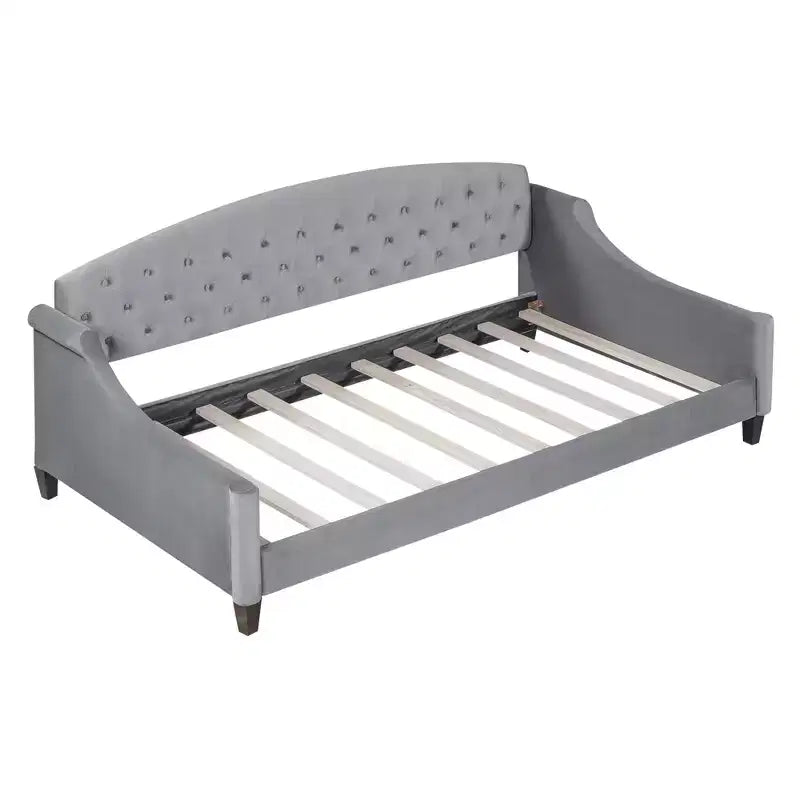 Merax Modern Curved Velvet Daybed with Tufted Backrest