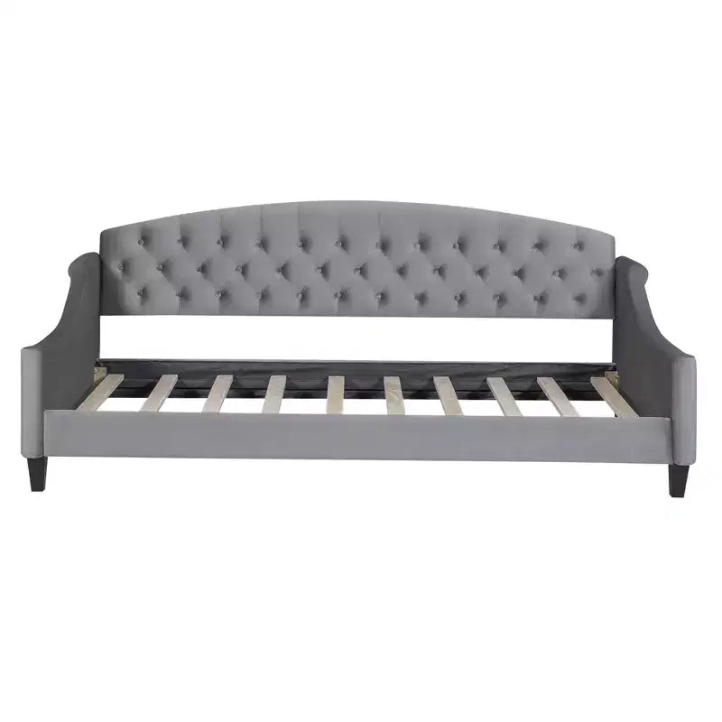 Merax Modern Curved Velvet Daybed with Tufted Backrest