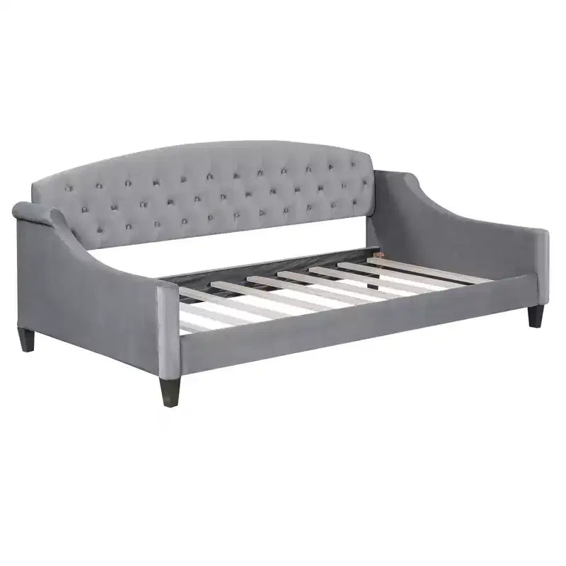 Merax Modern Curved Velvet Daybed with Tufted Backrest