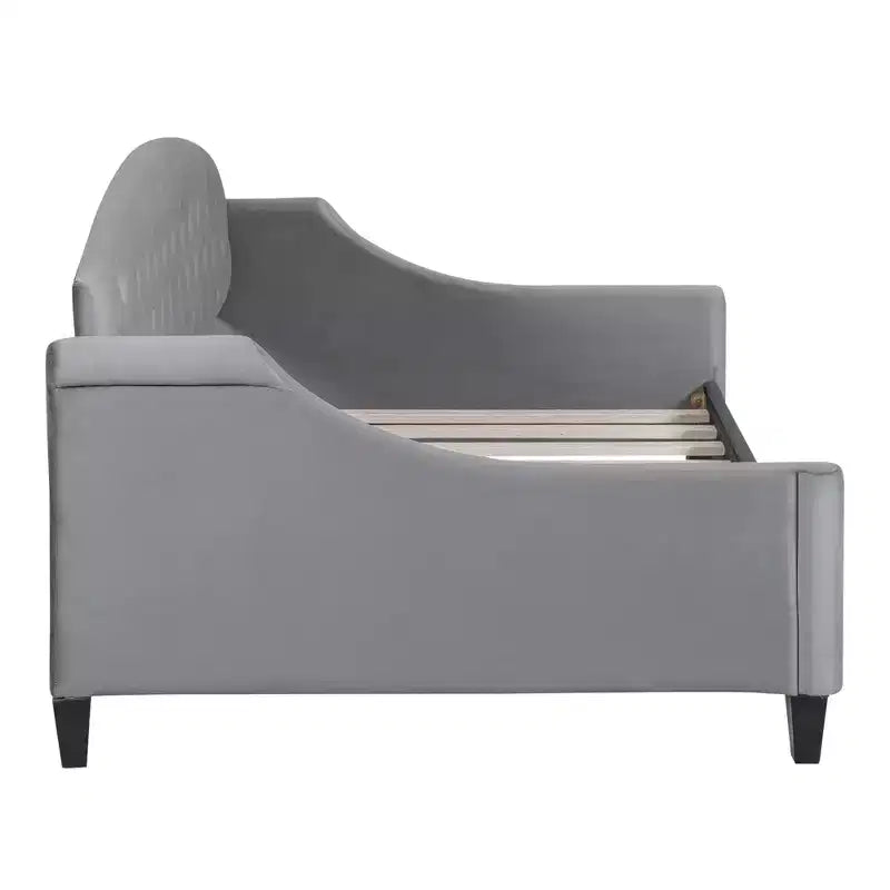 Merax Modern Curved Velvet Daybed with Tufted Backrest