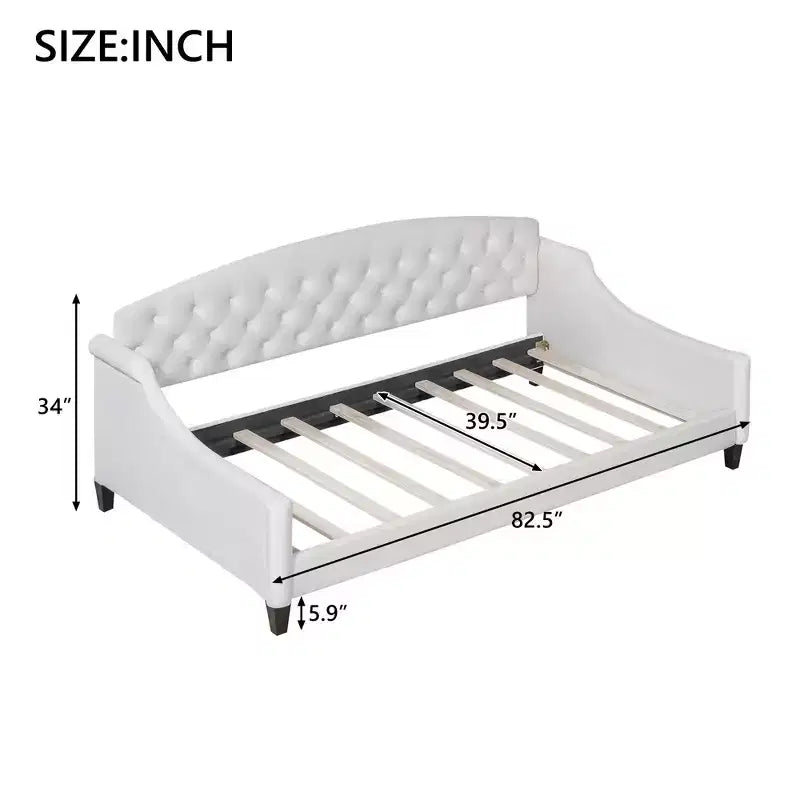 Merax Modern Curved Velvet Daybed with Tufted Backrest