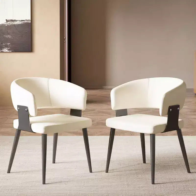 Gaoyangjiaju Modern Upholstered Dining Chair with Curved Barrel Back and Sturdy Metal Legs - Chic Side Chair for Dining Room & Office