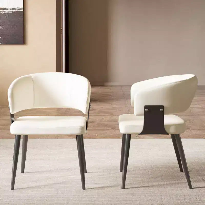 Gaoyangjiaju Modern Upholstered Dining Chair with Curved Barrel Back and Sturdy Metal Legs - Chic Side Chair for Dining Room & Office