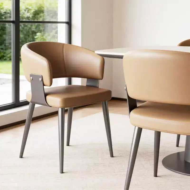 Gaoyangjiaju Modern Upholstered Dining Chair with Curved Barrel Back and Sturdy Metal Legs - Chic Side Chair for Dining Room & Office