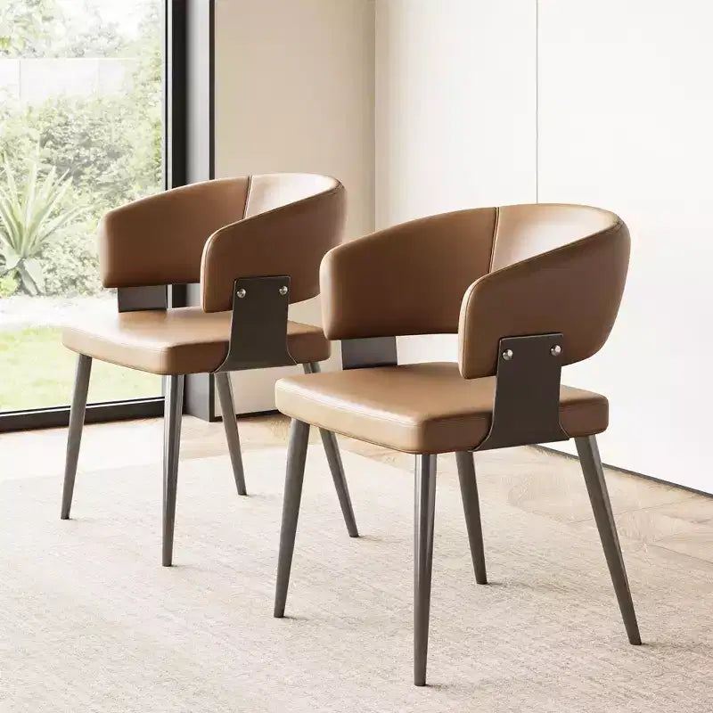 Gaoyangjiaju Modern Upholstered Dining Chair with Curved Barrel Back and Sturdy Metal Legs - Chic Side Chair for Dining Room & Office