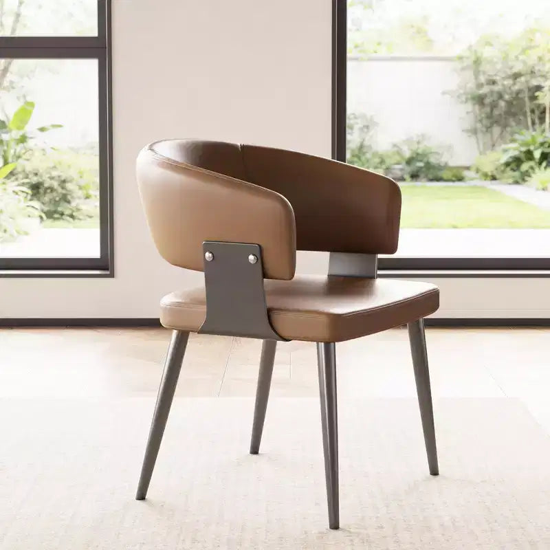 Gaoyangjiaju Modern Upholstered Dining Chair with Curved Barrel Back and Sturdy Metal Legs - Chic Side Chair for Dining Room & Office