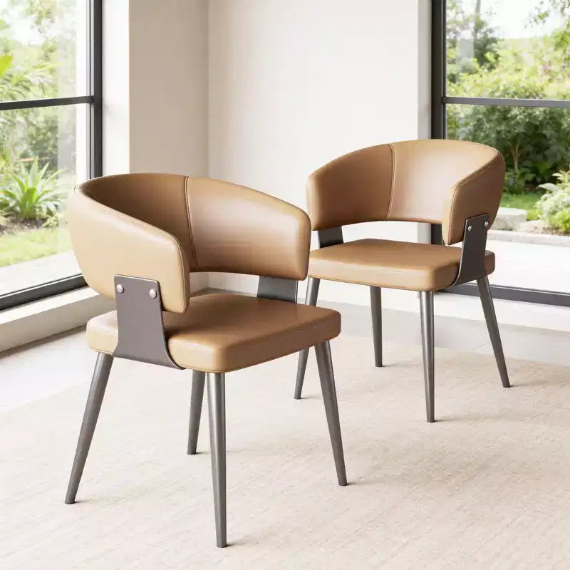 Gaoyangjiaju Modern Upholstered Dining Chair with Curved Barrel Back and Sturdy Metal Legs - Chic Side Chair for Dining Room & Office