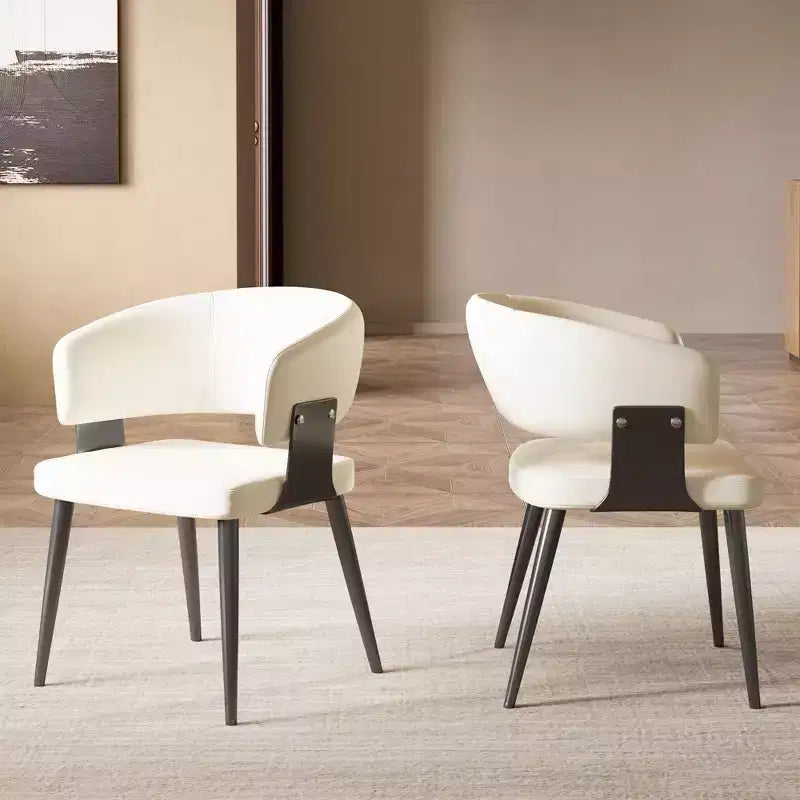 Gaoyangjiaju Chaise de salle à manger moderne capitonnée avec dossier incurvé en forme de tonneau et pieds métalliques robustes – Chaise d'appoint chic pour salle à manger et bureau