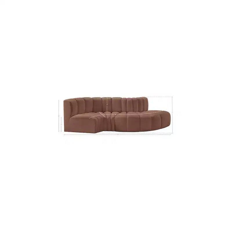 Meridian Furniture, Canapé Modulable Arc en Cuir Vegan Cognac