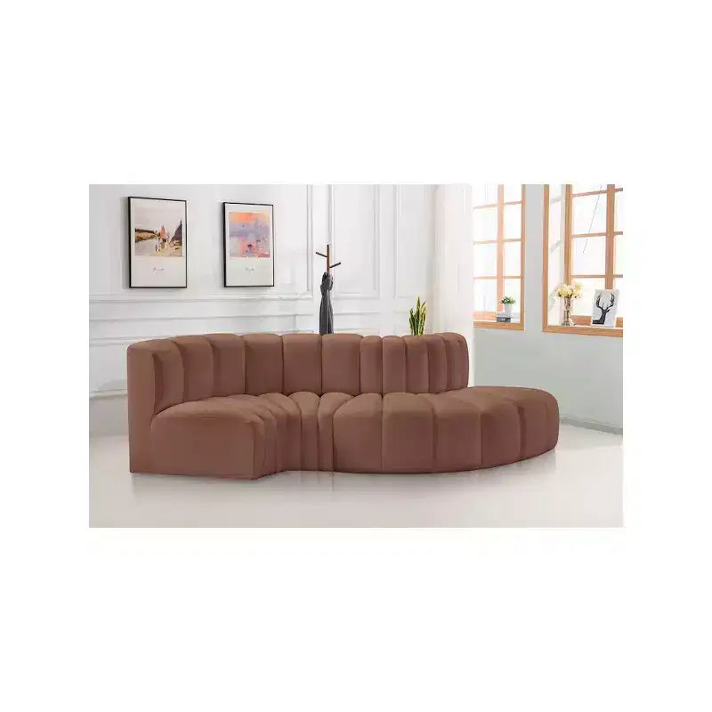 Meridian Furniture, Canapé Modulable Arc en Cuir Vegan Cognac