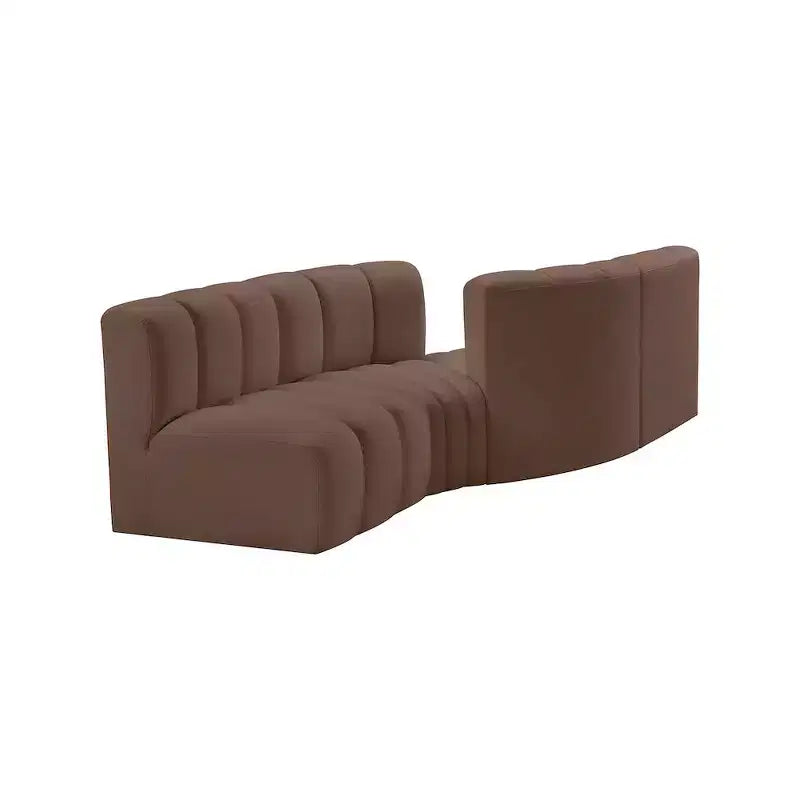 Meridian Furniture,Arc Brown Vegan Leather Modular Sofa
