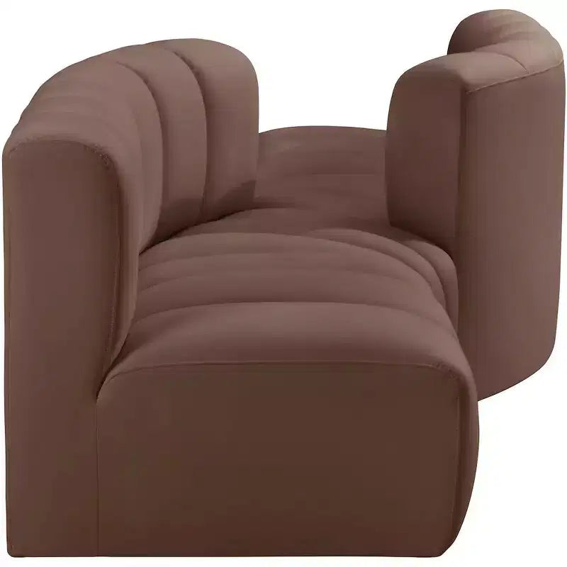 Meridian Furniture,Arc Brown Vegan Leather Modular Sofa