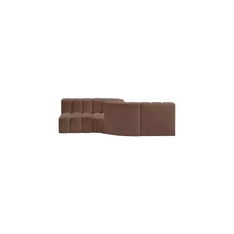 Meridian Furniture,Arc Brown Vegan Leather Modular Sofa