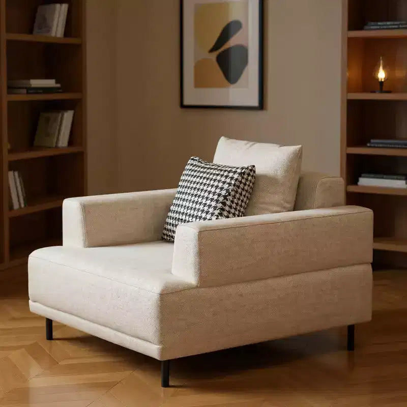 Gaoyangjiaju 40.5 Oversized Modern Armchair, Cotton Linen Accent Chair with Patterned Pillow
